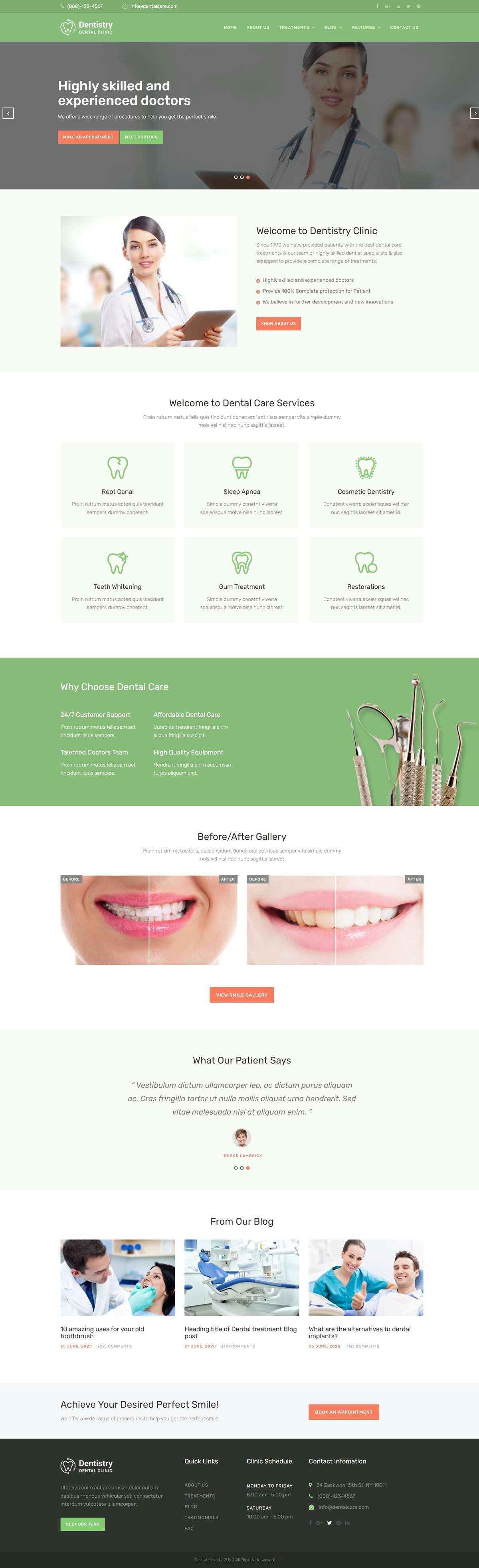 绿色清新简约口腔牙科行业网站模板
