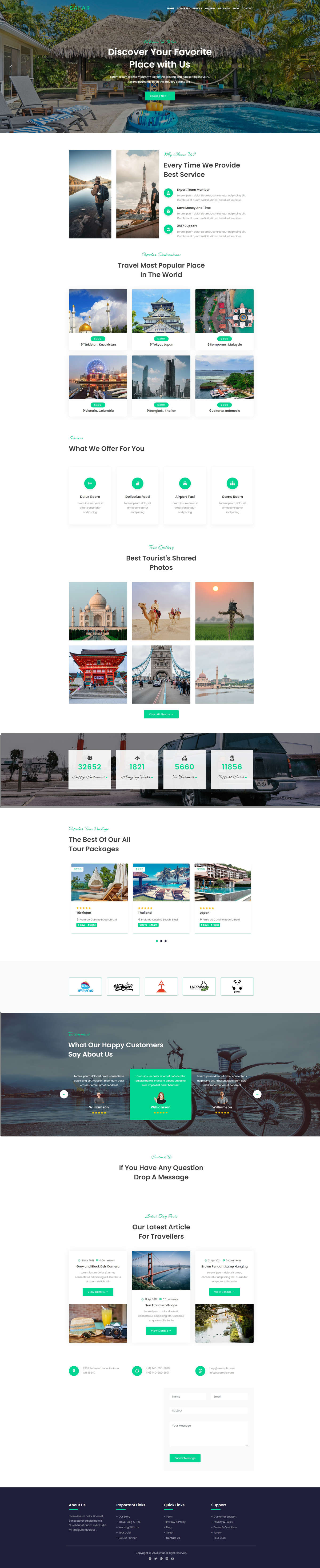 绿色清新酒店旅游行业网站模板