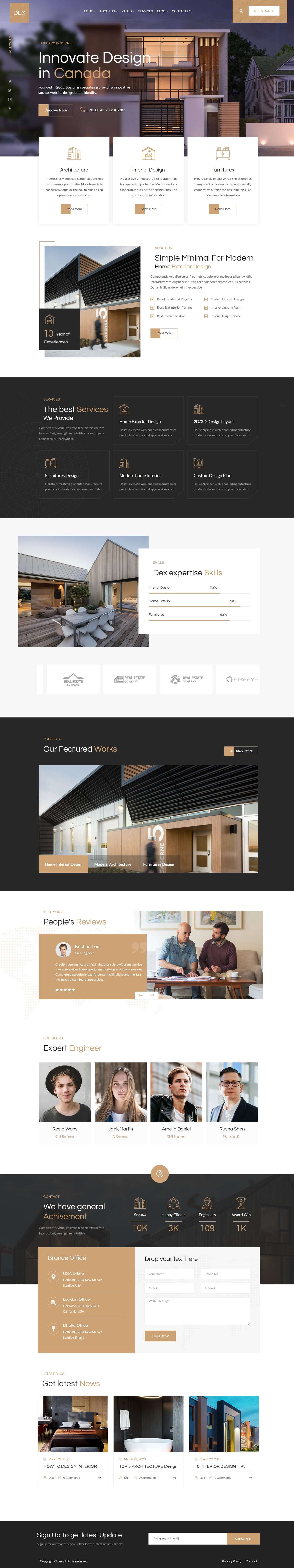 棕色时尚轻奢建筑设计行业网站模板