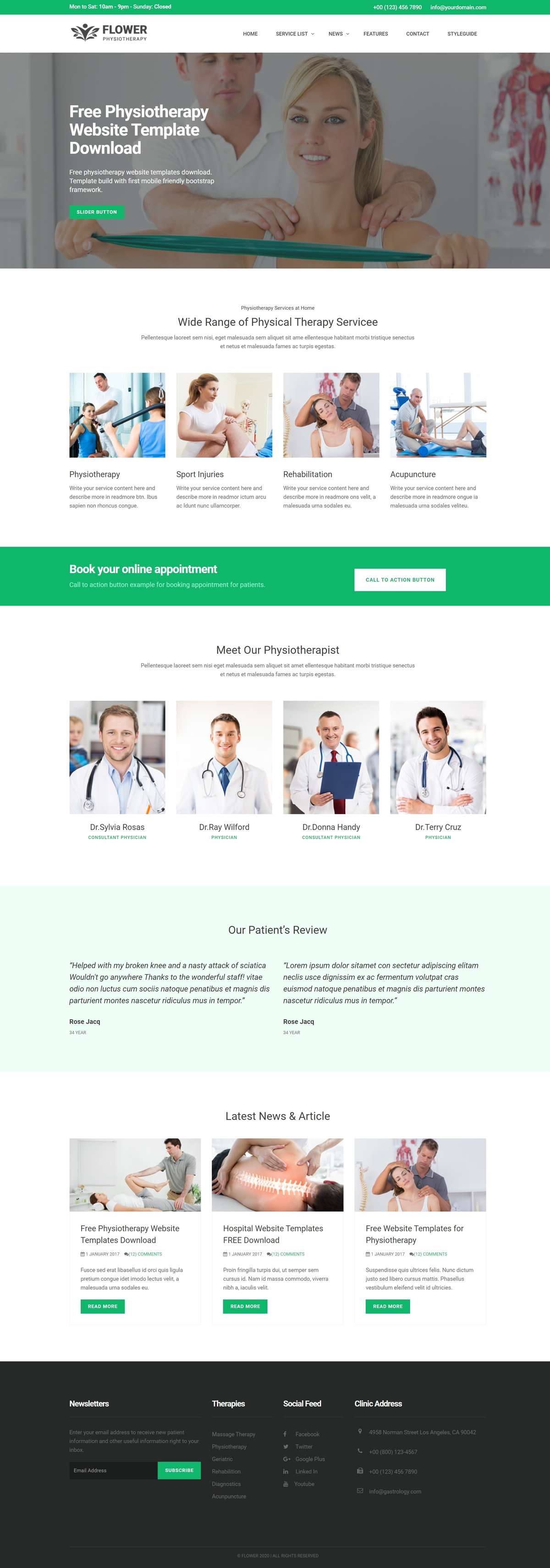 绿色简约时尚医疗保健行业网站模板