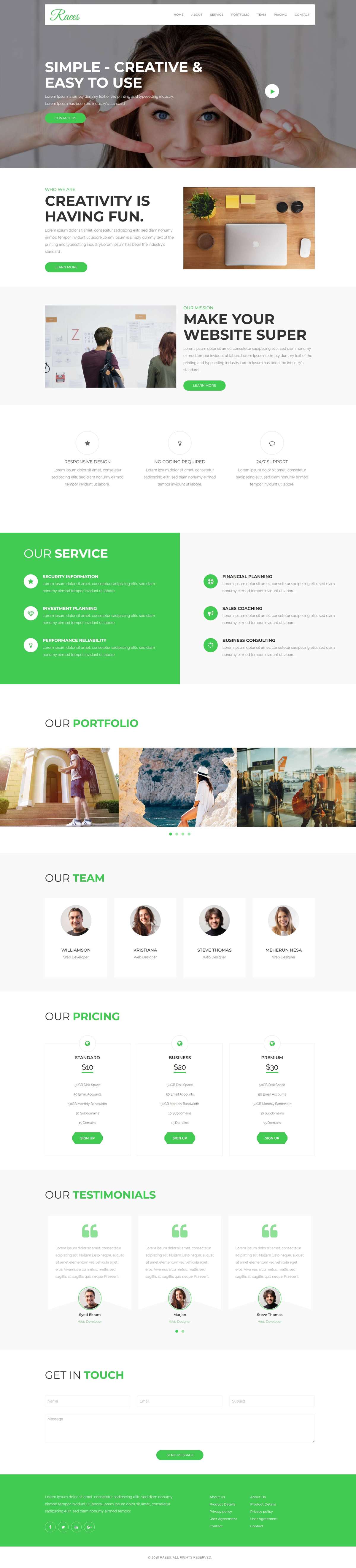 绿色清新时尚商业服务行业网站模板